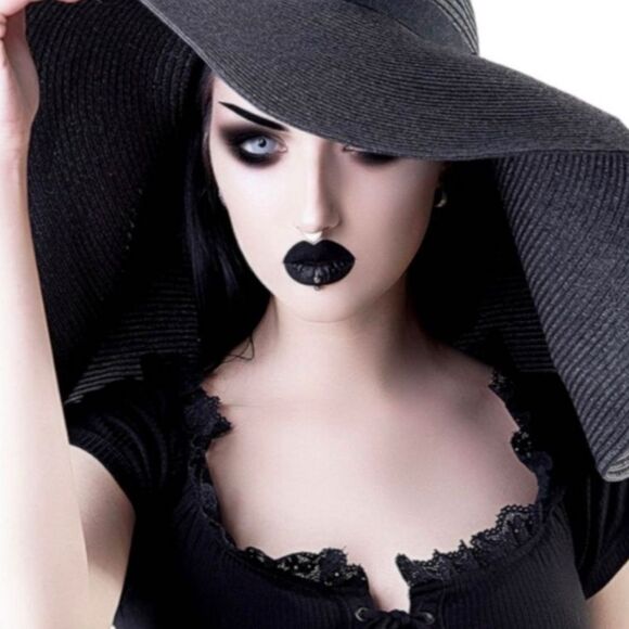 Black Extra Wide Brim Round Crown Portable Summer Straw Sun Hat NEW - Picture 2 of 3